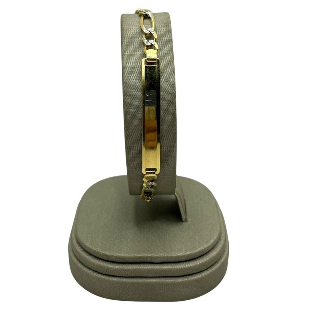 14K Two-Tone Figaro ID Bracelet (11592)